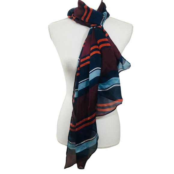 Vince Camuto Accessories - VINCE CAMUTO Designer 100% Silk Scarf Striped Sheer 17x70" Long Scarve
